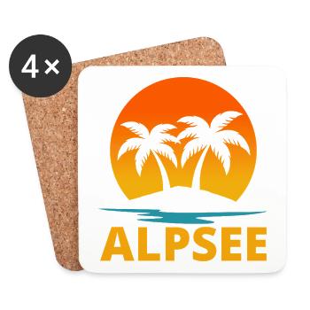 Alpsee Holiday Palm Trees Sunset Retro - Coasters (set of 4) - white - Front