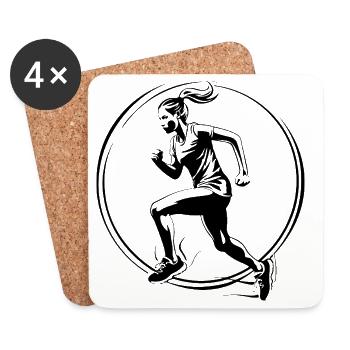 Laufen Marathon Joggen Frau - Untersetzer (4er-Set) - Weiß - Vorne
