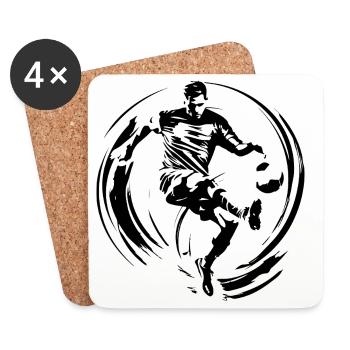 Fussballer Fussball Spieler Mann Silhouette - Untersetzer (4er-Set) - Weiß - Vorne
