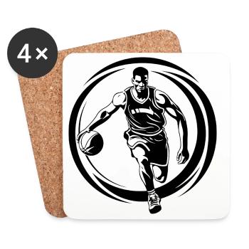 Basketball Player Basketball Player Man Silhouette - Coasters (set of 4) - white - Front