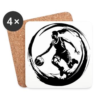 Basketball Player Woman Silhouette - Coasters (set of 4) - white - Front