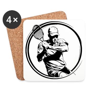 Tennis Spieler Silhouette - Untersetzer (4er-Set) - Weiß - Vorne