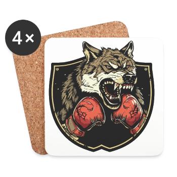 Wolf Boxer MMA - Coasters (set of 4) - white - Front