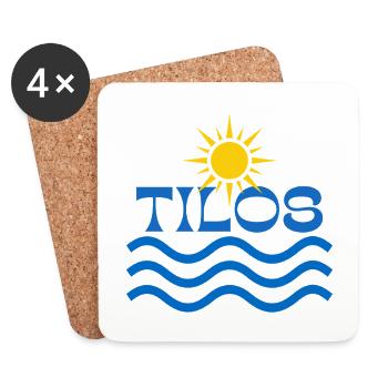 Tilos Sun Waves Logo - Coasters (set of 4) - white - Front