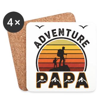 Papa-Abenteuer im Berg - Untersetzer (4er-Set) - Weiß - Vorne