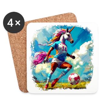 Unicorns Soccer / Soccer Unicorn - Coasters (set of 4) - white - Front