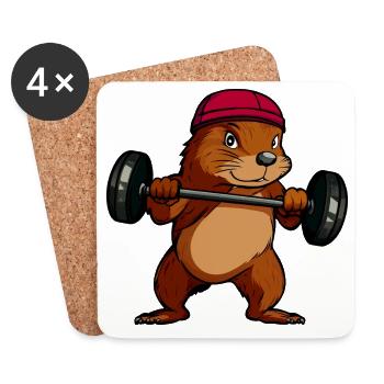 Kraftvoller Eichhörnchen-Hantelheld - Untersetzer (4er-Set) - Weiß - Vorne
