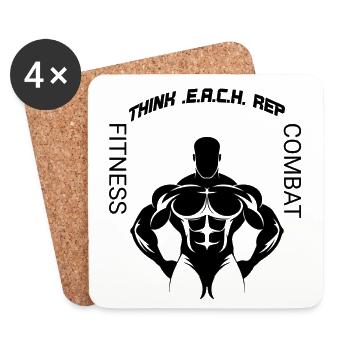Pensez à CHAQUE répétition : Motivation de fitness - Dessous de verre (lot de 4) - blanc - Devant