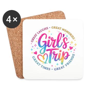 Voyage entre filles – Rires et souvenirs inoubliables - Dessous de verre (lot de 4) - blanc - Devant