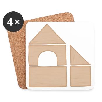 Wooden building block house construction pattern - Coasters (set of 4) - white - Front