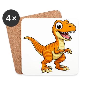 Dino Velociraptor Dinosaur - Coasters (set of 4) - white - Front
