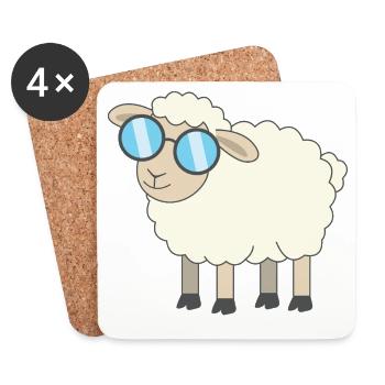 Sonnenbrille Schaf Cartoon - Untersetzer (4er-Set) - Weiß - Vorne