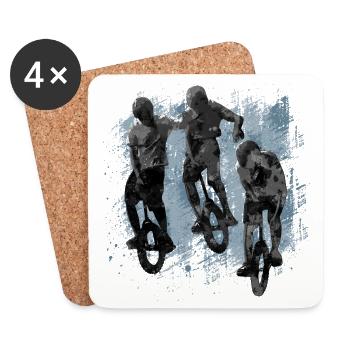 Unicycle | Descendance freestyle en monocycle - Dessous de verre (lot de 4) - blanc - Devant