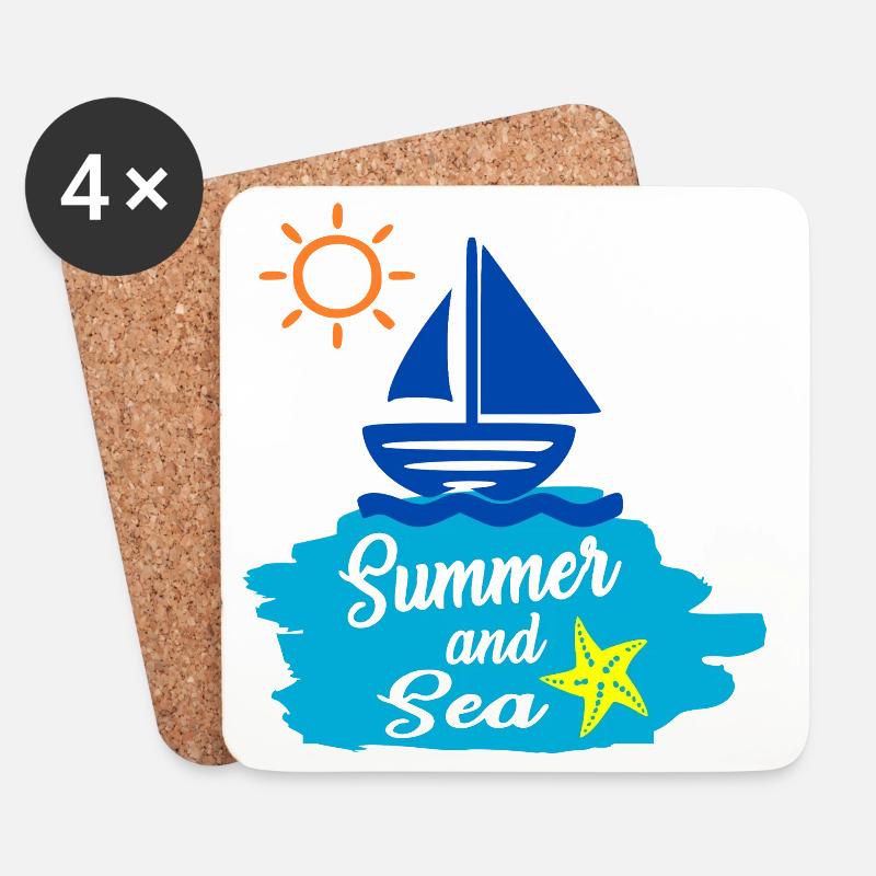 Summer and Sea - Sommerdesign  - Untersetzer (4er-Set) - Weiß