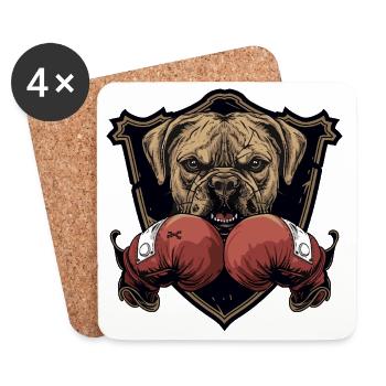 Dog Boxer MMA - Coasters (set of 4) - white - Front