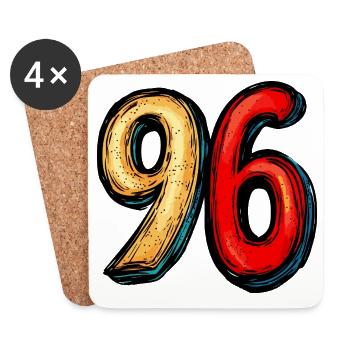 96 Zahl Bunt - Untersetzer (4er-Set) - Weiß - Vorne