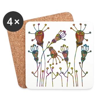 Blumen - Untersetzer (4er-Set) - Weiß - Vorne