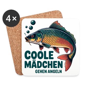 Coole Mädchen gehen Angeln - Untersetzer (4er-Set) - Weiß - Vorne