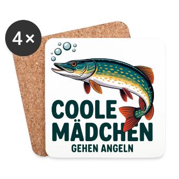 Cool Girl Fishing - Coasters (set of 4) - white - Front