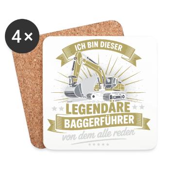Baggerfuehrer Baggerfahrer - Untersetzer (4er-Set) - Weiß - Vorne
