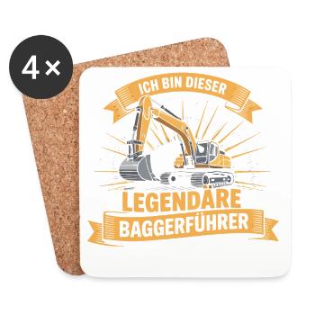 Baggerfuehrer Baggerfahrer - Untersetzer (4er-Set) - Weiß - Vorne