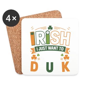 Not Really Irish Just Get Drunk - Coasters (set of 4) - white - Front