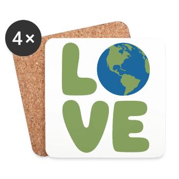 Earth Love Globe Logo - Untersetzer (4er-Set) - Weiß - Vorne