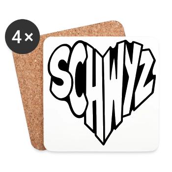 Schwyz, Suisse Lettrage de cœur - Dessous de verre (lot de 4) - blanc - Devant