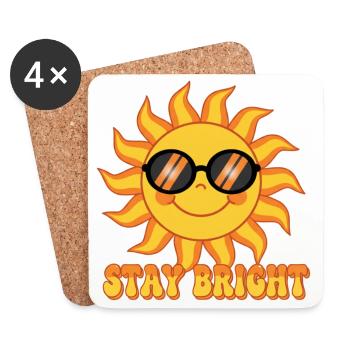 Bleib Bright Retro Groovy Smiling Sun Design - Untersetzer (4er-Set) - Weiß - Vorne