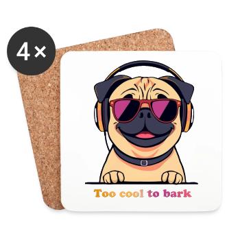 Pug DJ : Trop cool pour aboyer - Dessous de verre (lot de 4) - blanc - Devant