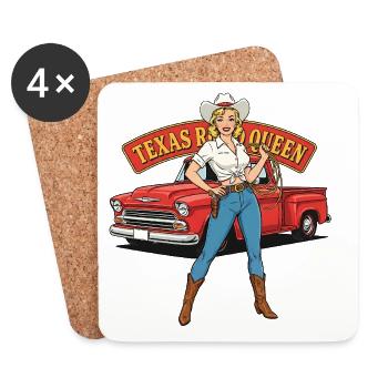Pin-up de la Texas Queen - Dessous de verre (lot de 4) - blanc - Devant