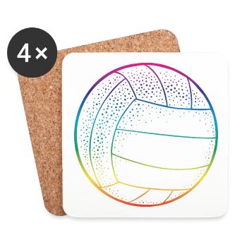 Volleyball Arc-en-ciel - Dessous de verre (lot de 4) - blanc - Devant