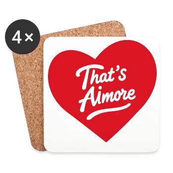« C’est Aimore » jeu de mots avec cœur - Dessous de verre (lot de 4) - blanc - Devant