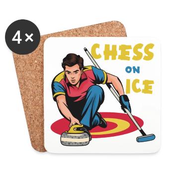 Schach auf dem Eis: Eis-Curling Motiv - Coasters (set of 4) - white - Front