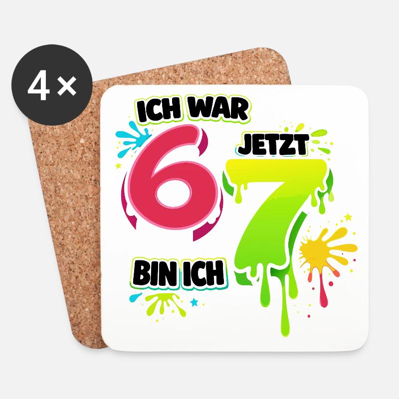 I Was 6 Now 7 Funny 67 Meme Birthday - Untersetzer (4er-Set) - Weiß