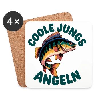 Coole Jungs Angeln Fischmotiv - Untersetzer (4er-Set) - Weiß - Vorne