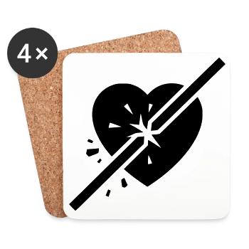 Broken Heart Cracked Cut - Coasters (set of 4) - white - Front