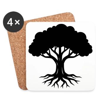 Tree Roots Silhouette Nature - Coasters (set of 4) - white - Front