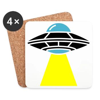 UFO Alien Raumschiff Licht - Untersetzer (4er-Set) - Weiß - Vorne