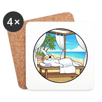 Art relaxant du lapin de plage Spa - Dessous de verre (lot de 4) - blanc - Devant