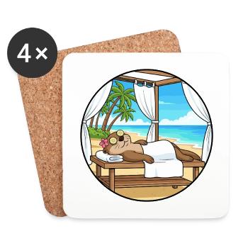 Spa de plage Loutre Art relaxant - Dessous de verre (lot de 4) - blanc - Devant