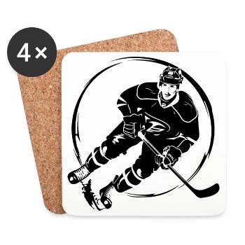 Hockey Spieler Silhouette - Untersetzer (4er-Set) - Weiß - Vorne