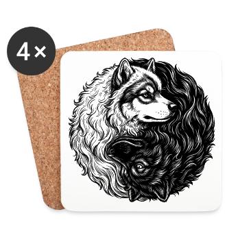Eurasier | Yin Yang | Hintergrund Material - Untersetzer (4er-Set) - Weiß - Vorne