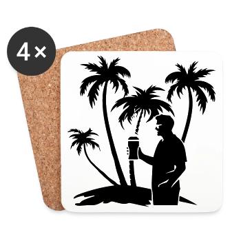 Silhouette de la visite des palmiers de vacances - Dessous de verre (lot de 4) - blanc - Devant