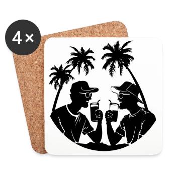Silhouette de fête de palmiers - Dessous de verre (lot de 4) - blanc - Devant