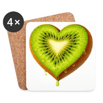 Saftige Kiwi in Herzform Illustration  - Untersetzer (4er-Set) - Weiß - Vorne