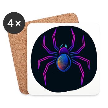Neon Spider in Space - Coasters (set of 4) - white - Front