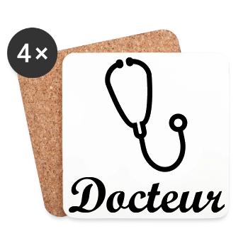 Docteur stéthoscope professionnel santé - Dessous de verre (lot de 4) - blanc - Devant