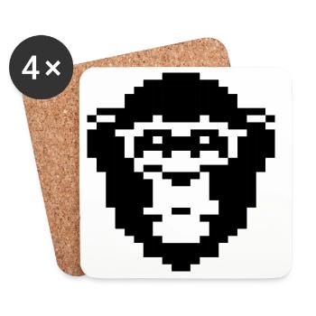 pixelated monkey face design - Coasters (set of 4) - white - Front