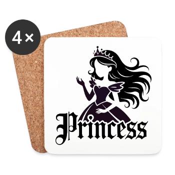 Prinzessin Silhouette - Untersetzer (4er-Set) - Weiß - Vorne